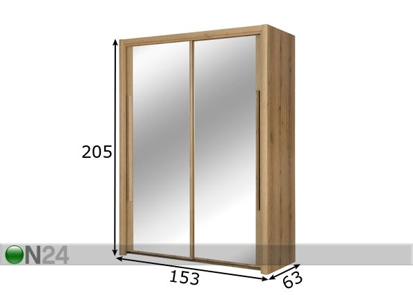 Liukuovikaappi Cyrus 153 cm mitat