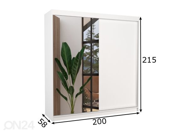 Liukuovikaappi Daalia 200 cm mitat