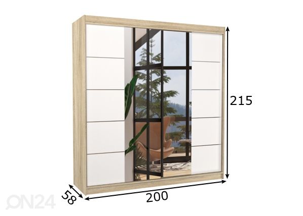 Liukuovikaappi Dalie 200 cm mitat