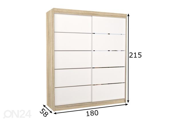 Liukuovikaappi Davi 180 cm mitat