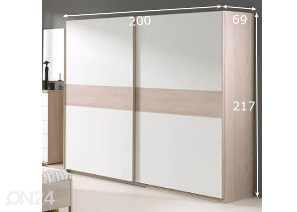 Liukuovikaappi Delia 200 cm mitat