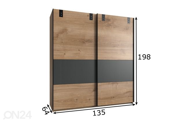 Liukuovikaappi Dublin 135 cm mitat