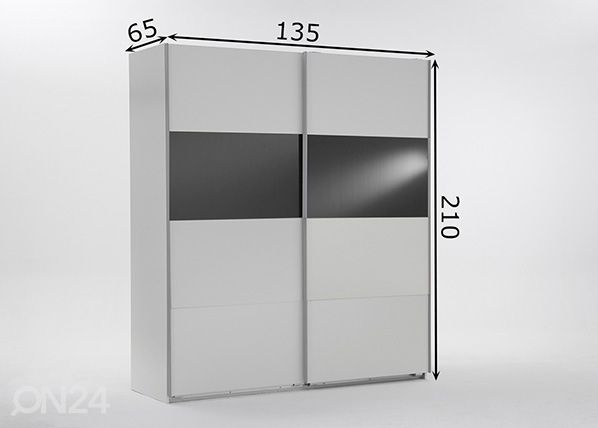 Liukuovikaappi Easy Plus h210x135 cm mitat