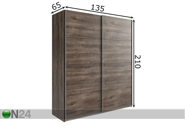Liukuovikaappi Easy Plus h210x135 cm mitat