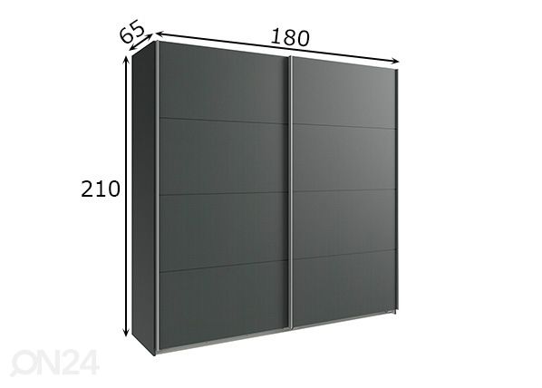 Liukuovikaappi Easy Plus h210x180 cm mitat