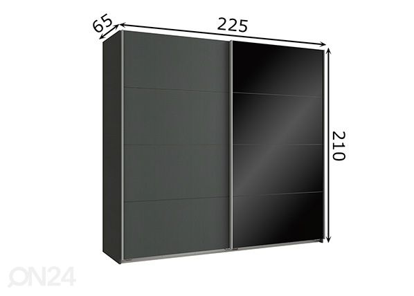 Liukuovikaappi Easy Plus h210x225 cm mitat
