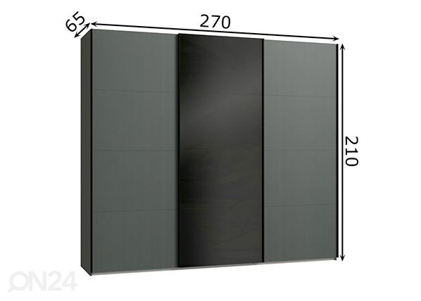 Liukuovikaappi Easy Plus h210x270 cm mitat