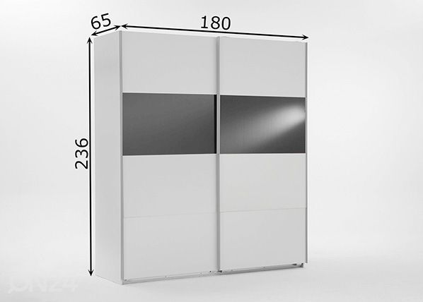 Liukuovikaappi Easy Plus h236x180 cm mitat