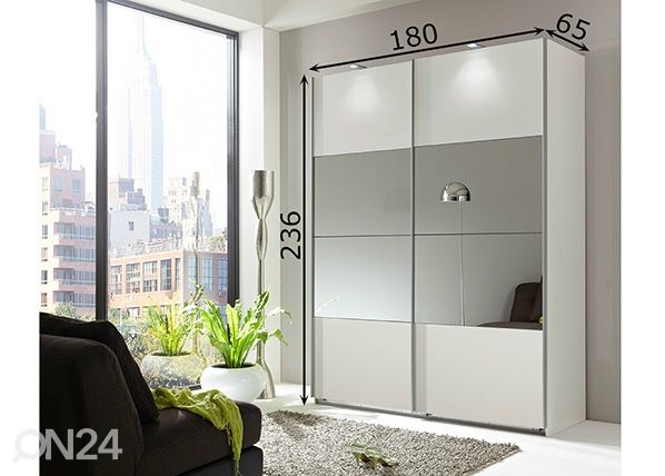 Liukuovikaappi Easy Plus h236x180 cm mitat