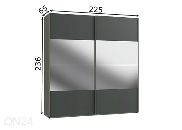 Liukuovikaappi Easy Plus h236x225 cm mitat