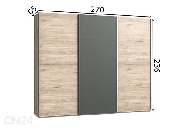 Liukuovikaappi Easy Plus h236x270 cm mitat