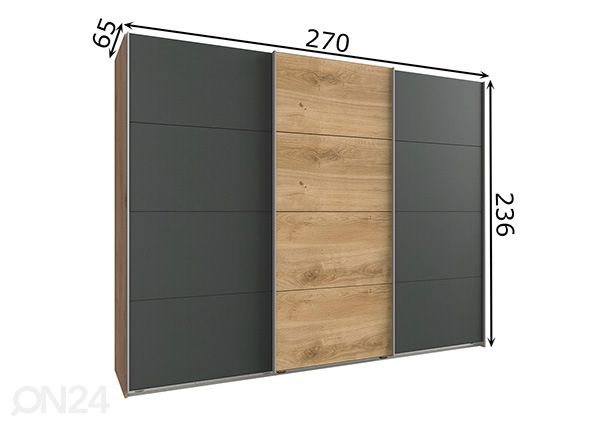 Liukuovikaappi Easy Plus h236x270 cm mitat