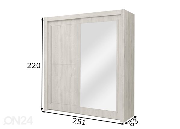 Liukuovikaappi Eden 251 cm mitat