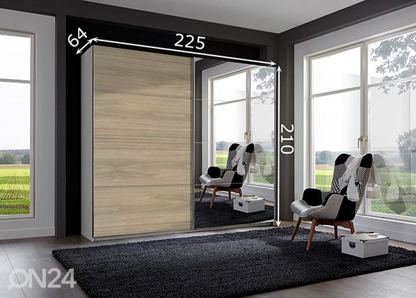 Liukuovikaappi Elmu 225 cm mitat