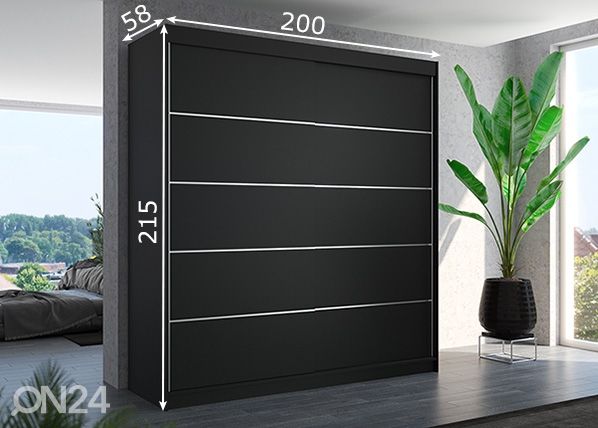 Liukuovikaappi Erika 200 cm mitat