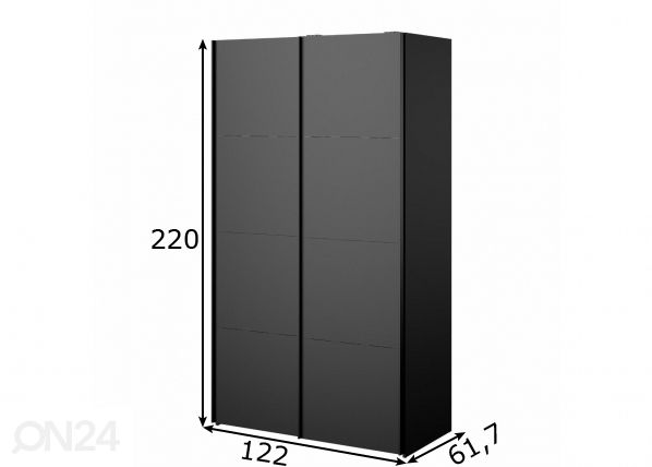 Liukuovikaappi Firenze 122 cm mitat
