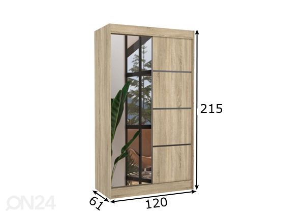 Liukuovikaappi Girli 120 cm mitat
