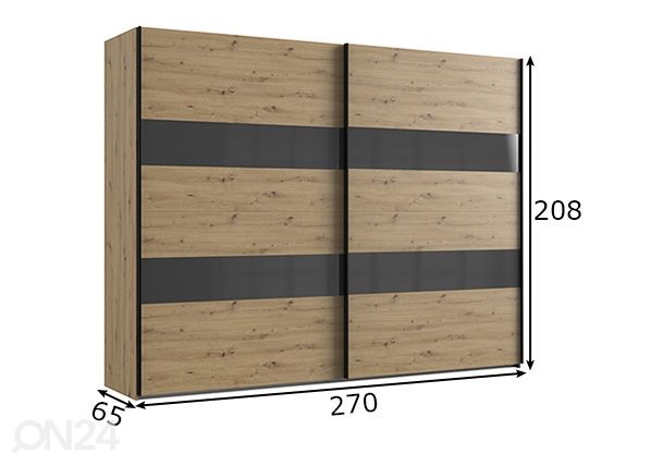 Liukuovikaappi h208x270 cm mitat