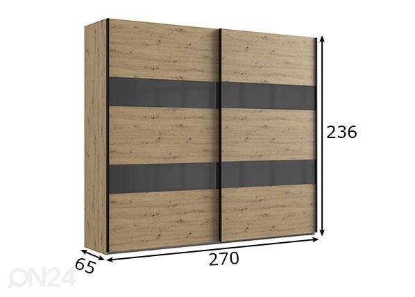 Liukuovikaappi h236x270 cm mitat