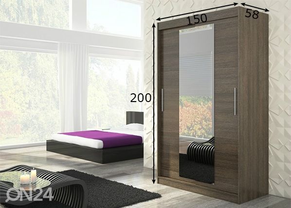 Liukuovikaappi Ines 150 cm mitat