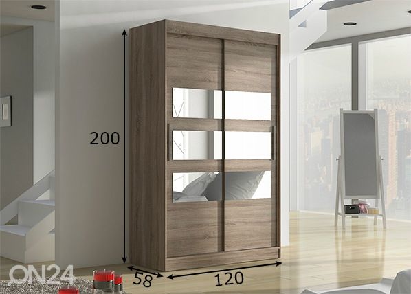 Liukuovikaappi Lara I 120 cm mitat