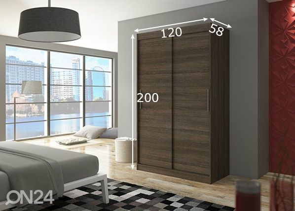 Liukuovikaappi Mars 120 cm mitat