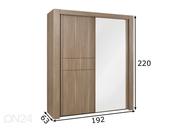 Liukuovikaappi Moka 192 cm mitat