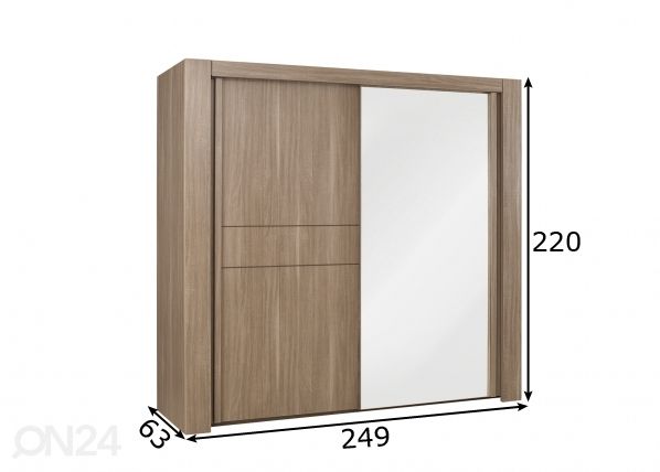 Liukuovikaappi Moka 249 cm mitat