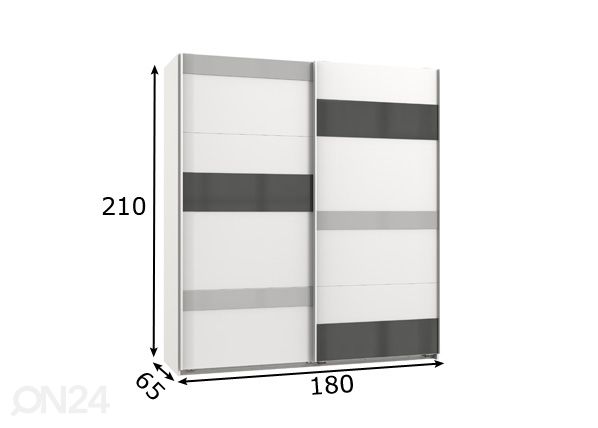 Liukuovikaappi Monaco 180 cm mitat