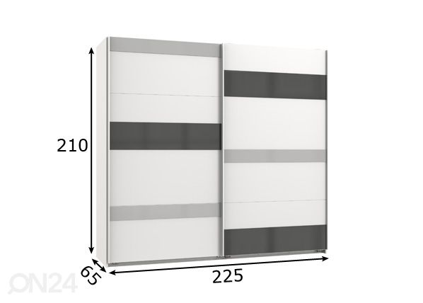 Liukuovikaappi Monaco 225 cm mitat