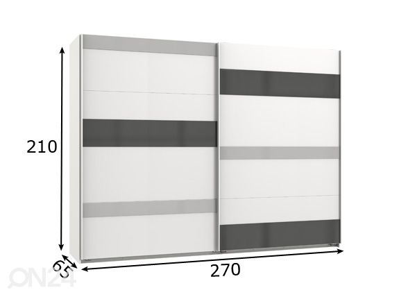 Liukuovikaappi Monaco 270 cm mitat