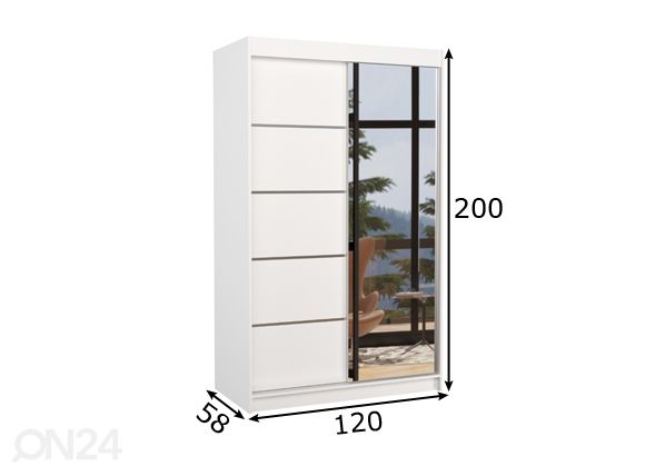 Liukuovikaappi Nicea 120 cm mitat
