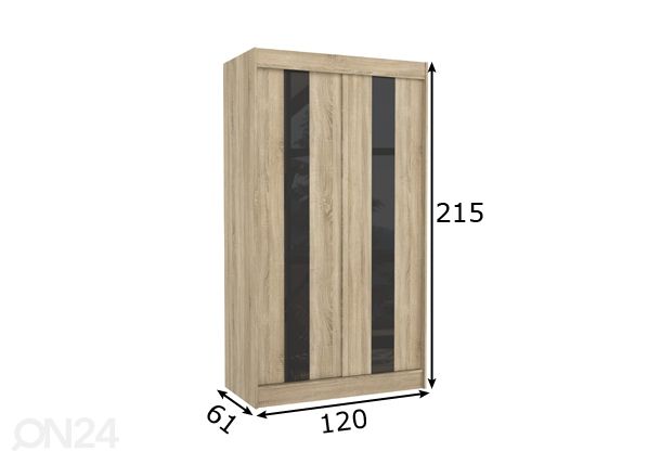 Liukuovikaappi Olivia II 120 cm mitat
