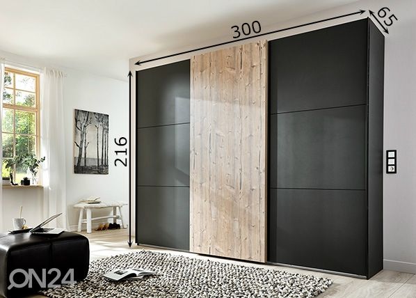 Liukuovikaappi Portfield h216x300 cm mitat