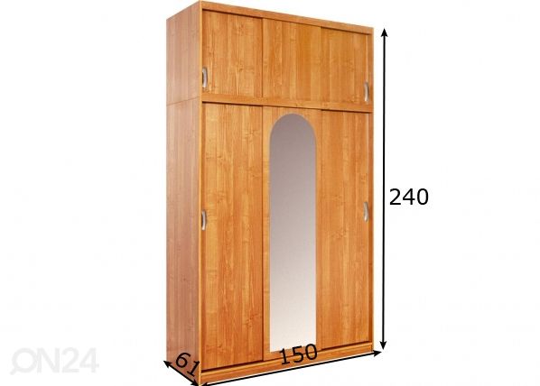 Liukuovikaappi Qamma 150 cm mitat