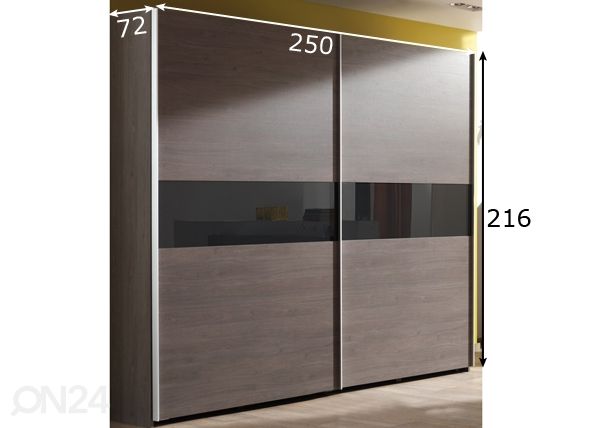 Liukuovikaappi Stella 250 cm mitat