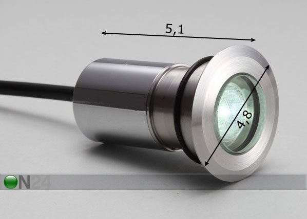 Maahan upotettava LED valaisin, IP67 mitat