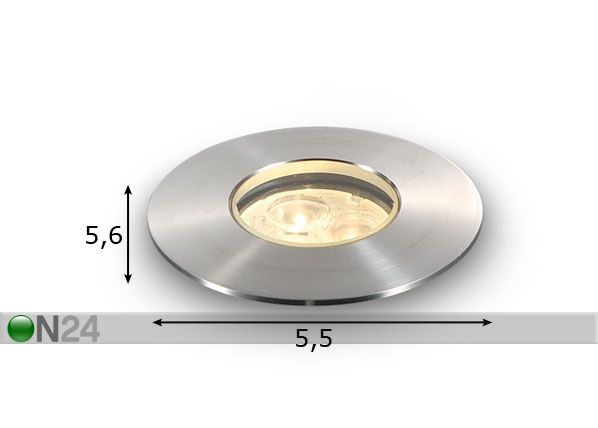 Maahan upotettava LED valaisin, IP67 mitat
