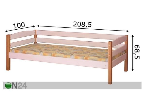Maalattu sänky BERT 90x200 cm mitat