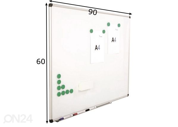 Magneettitaulu Rocada (alum.kehys, emalipinta 60x90 cm mitat