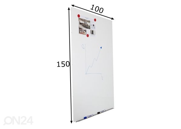 Magneettitaulu Rocada skin pro 100x150 cm valkoinen mitat