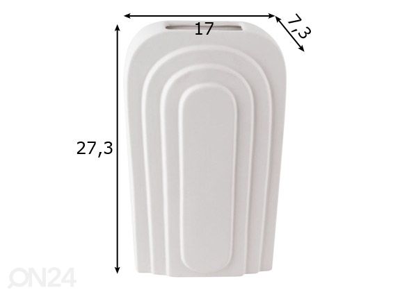Maljakko Arc h27 cm, valkoinen mitat