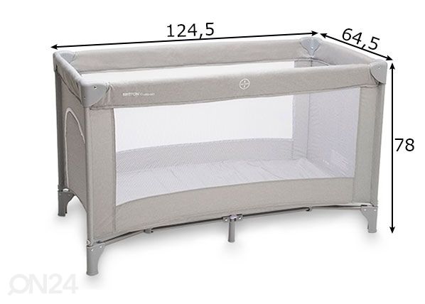 Matkasänky Britton Compact, kristallinharmaa mitat