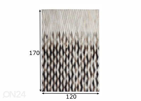 Matto aitoa nahkaa 120x170 cm mitat