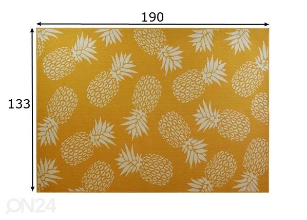 Matto Ananas Yellow 133x190 cm mitat