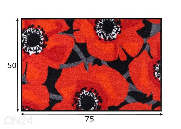 Matto BLOOM POPPY BLACK 50x75 cm mitat