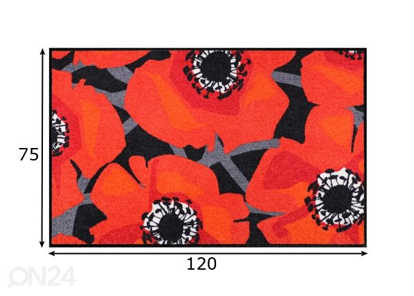 Matto BLOOM POPPY BLACK 75x120 cm mitat