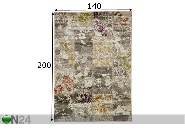 Matto Boho Patchwork Multi 140x200 cm mitat