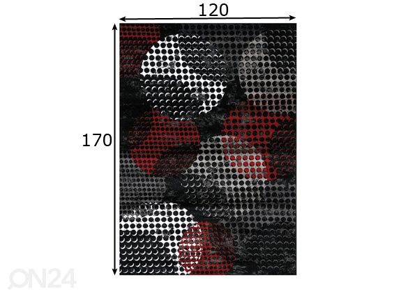 Matto Carnegie Black Red 120x170 cm mitat