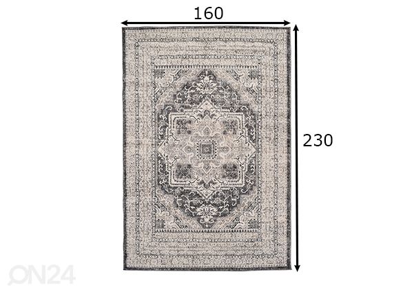 Matto Colorado kermansävy/ tummanharmaa 160x230 cm mitat